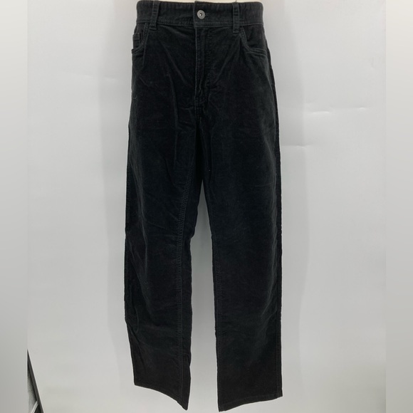 copper & oak Jeans Copper Oak Mens Black Ribbed Straight Leg Premium Stretch Corduroy Jeans